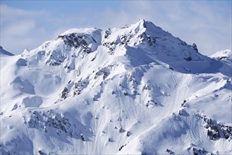 Pfaffenbuehel with snow, winter, Hochzillertal ski area, Hochfuegen, Zillertal, Tyrol, Austria,