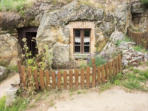 Cave dwelling on the Schaeferberg in Langenstein, Harz foreland, Halberstadt, Saxony-Anhalt,