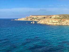 Coastal landscape on Malta, turquoise-coloured water, Mediterranean Sea, Republic of Malta
