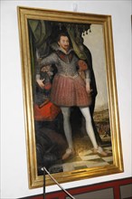 Langenburg Castle, A portrait painting of a man in armour against a historical background,