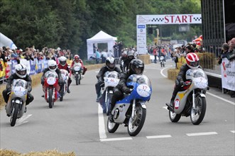 The exciting atmosphere at the start of a motorbike race with many riders, SOLITUDE REVIVAL 2011,