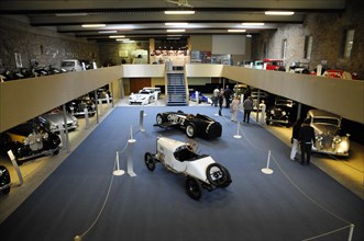 Deutsches Automuseum Langenburg, View of the exhibition of an automobile museum with historic