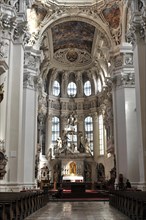 St Stephen's Cathedral, Passau, baroque church with ornate frescoes and sculptures in the altar