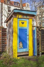 Colourful wooden toilet house, Bremen, Germany, Europe