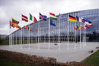 Symbolic image at the meeting of NATO foreign ministers. Brussels, 03.04.2024. Photographed on