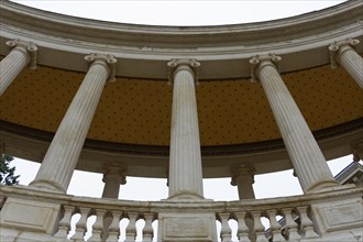 Palais Longchamp, Marseille, partial view of a rotunda with classical columns and an ornate dome,