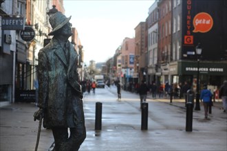A statue to James Joyce, the famous Irish writer and creator of the book Ulysses, by artist