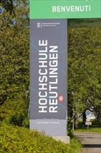 Detail entrance portal of Reutlingen University, Reutlingen University, large representative gate,