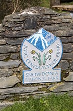 Snowdonia National Park Sign, Pont Pen-y-benglog, Bethesda, Bangor, Wales, Great Britain