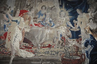 Langenburg Castle, magnificent tapestry with mythological scenes and allegorical figures,