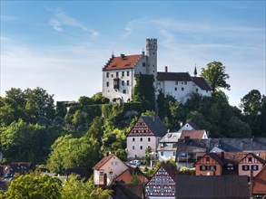Goessweinstein with castle and half-timbered houses, Franconian Switzerland, Upper Franconia,