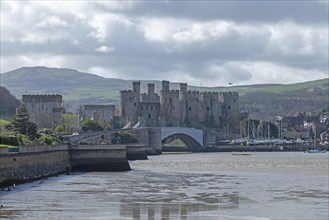 Castle, bridge, River Conwy, Conwy, Wales, Great Britain