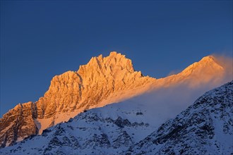 Gran Serra, Gran Sertz in winter, mountain top in the Gran Paradiso Massif in the Aosta Valley,