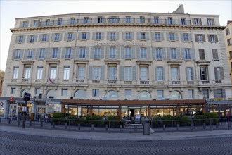 View of the Grand Hotel Beauvau with cafe in the foreground, Marseille, Departement