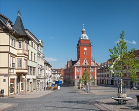 The main market square in the historic old town with the town hall, Gotha, Thuringia, Germany,