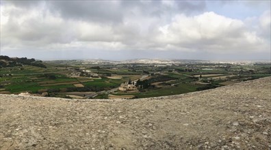City wall and defences on Malta, Panorama, Mediterranean Sea, Republic of Malta