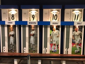 Football stadium Estadio Santiago Bernabeu, players' dressing room, Real Madrid, Madrid, Spain,