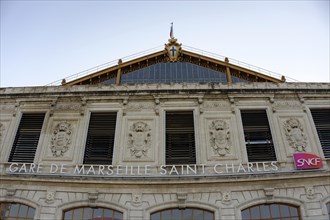 Marseille-Saint-Charles railway station, Marseille, detailed view of the facade of Marseille Saint