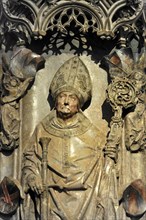 St Kilian's Cathedral, St Kilian's Cathedral, Wuerzburg, Gothic relief of a bishop in full