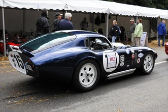 Side view of a dark blue sports car with starting number 102, SOLITUDE REVIVAL 2011, Stuttgart,