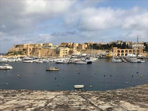 View of a marina in Malta, Mediterranean Sea, Republic of Malta