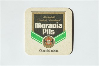 Old beer mat from the Moravia Brewery, Germany, Europe