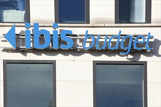 Ibis-Budget logo on an Ibis-Budget hotel, Bremen, Germany, Europe