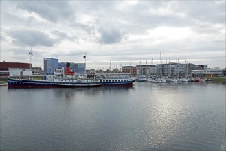 Restaurant-boat, boats, building, marina, Dunkirk, France, Europe