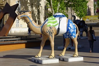 Artistic camel sculpture in the centre of a public square, Marseille, Departement Bouches-du-Rhone,