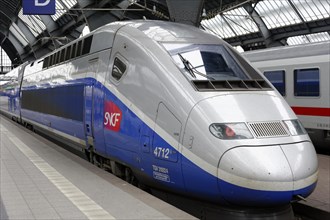 TGV at Marseille-Saint-Charles station, Marseille, front view of an SNCF TGV high-speed train at a