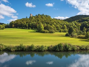 The River Wisent at Neideck Castle, near Ebermannstadt, Franconian Switzerland, Upper Franconia,