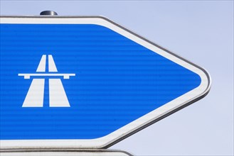 Signpost to the motorway, traffic sign, Germany, Europe