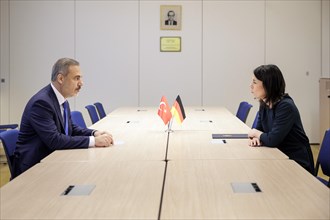 (R-L) Annalena Baerbock, Federal Minister for Foreign Affairs, meets Hakan Fidan, Minister for