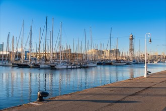 Marina in the old harbour of Barcelona, Spain, Europe