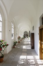 Interior view, cloister, Benedictine monastery Rajhrad, Loucka, Rajhrad, Jihomoravsky kraj, Czech