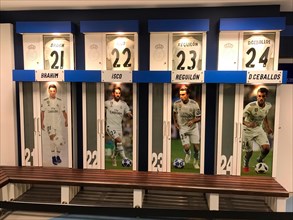Football stadium Estadio Santiago Bernabeu, players' dressing room, Real Madrid, Madrid, Spain,