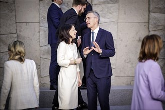 (L-R) Annalena Baerbock, Federal Foreign Minister, in conversation with Jens Stoltenberg, NATO
