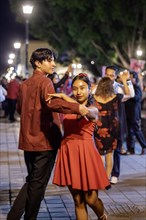 Oaxaca, Mexico, The weekly Wednesday dance in the zocalo, or central square. This night the dance