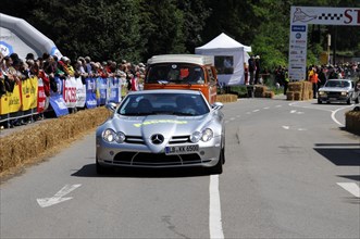 Silver Mercedes sports car takes part in a road race, SOLITUDE REVIVAL 2011, Stuttgart,