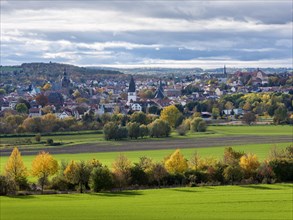 View of Eisleben in autumn, city view, Luther city Eisleben, Saxony-Anhalt, Germany, Europe