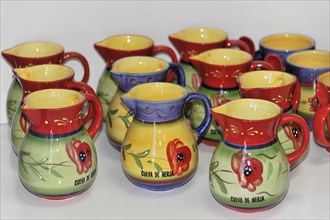 Solabrena, colourful ceramic pots, typical craftsmanship as a souvenir from Spain, Andalusia,