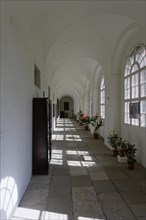 Interior view, cloister, Benedictine monastery Rajhrad, Loucka, Rajhrad, Jihomoravsky kraj, Czech