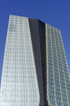 Marseille, CGA skyscraper, Reflecting glass facade of a skyscraper in front of a deep blue sky,