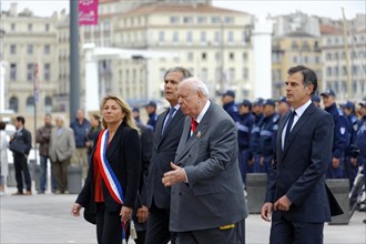 Marseille City Hall, Officials at a ceremony, one wearing a medal, Marseille, Departement
