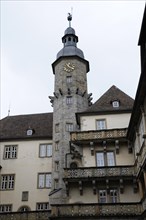 Langenburg Castle, A tower with a heraldic clock and architectural decorations, Langenburg Castle,