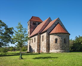 The Romanesque village church of Waldau, Bernburg, Saxony-Anhalt, Germany, Europe