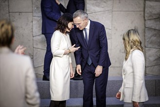 (L-R) Annalena Baerbock, Federal Foreign Minister, in conversation with Jens Stoltenberg, NATO