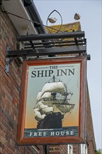 Pub sign The Ship Inn, street The Stade, Folkestone, Kent, Great Britain