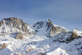 Gran Paradiso, Grand Paradis in winter, mountain top in the Graian Alps between the Aosta Valley