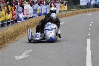 Motorbike with sidecar at high speed on a race track, SOLITUDE REVIVAL 2011, Stuttgart,